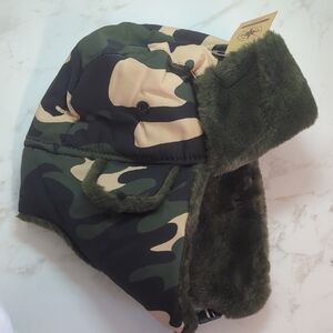 Camouflage Trapper Hat with Faux Fur Lining